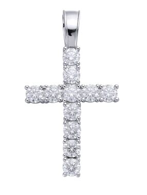 MOISSANITE Iced Out Tennis Cross Pendant 925 Silver NEW